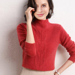 Women Relaxed Cozy Cashmere Sweater Red