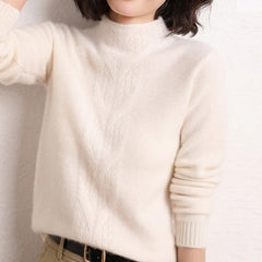 Women Relaxed Cozy Cashmere Sweater White