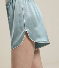 Women 100% Short Silk Pajamas Set Haze Blue