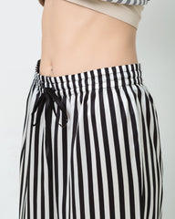 Striped Silk Pajamas Set Sleepwear Black