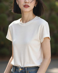 Women’s Silk Jersey Crew Neck Tee