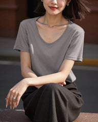 Women’s Silk Jersey V Neck Tee