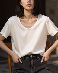 Women’s Silk Jersey V Neck Tee