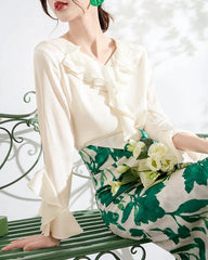 Women's Silk Ruffle Blouse