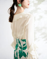 Women's Silk Ruffle Blouse
