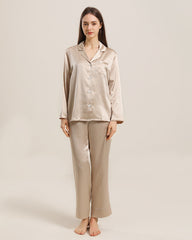Women's Silk Two Piece Pajamas Champagne