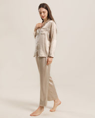 Women's Silk Two Piece Pajamas Champagne