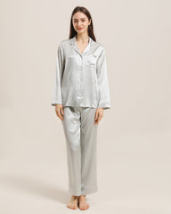 Women's Silk Two Piece Pajamas Grey