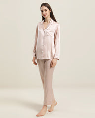 Women's Silk Two Piece Pajamas Pink