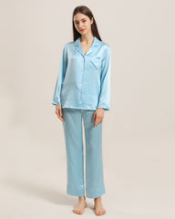 Women's Silk Two Piece Pajamas Sky Blue