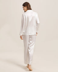 Women's Silk Two Piece Pajamas White