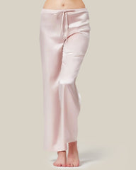 Women's Simple Casual Straight Leg Silk Sleep Night Pants Pink