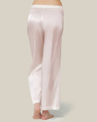 Women's Simple Casual Straight Leg Silk Sleep Night Pants Pink