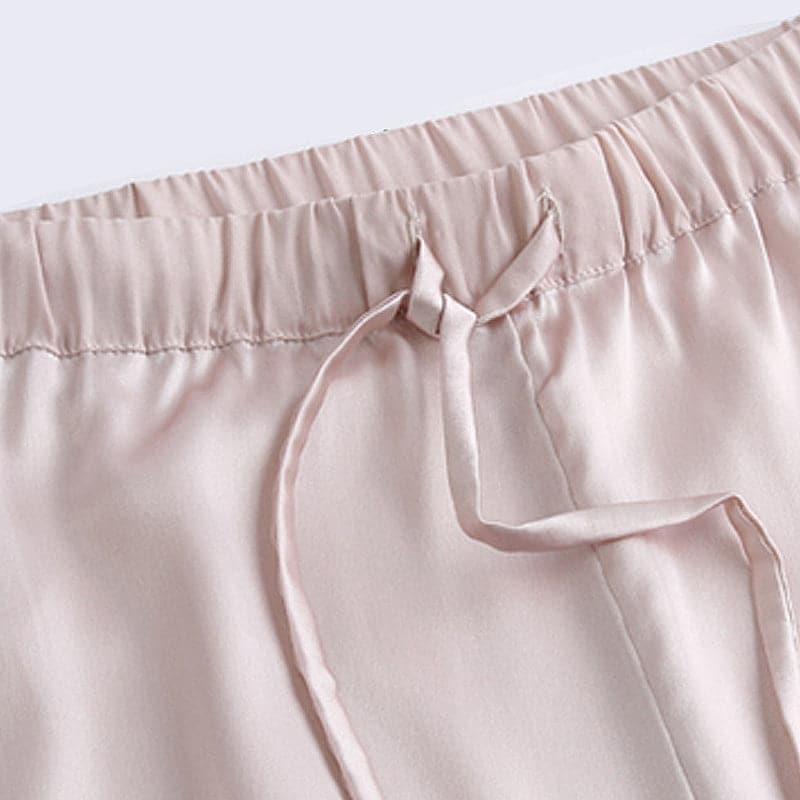 Women's Simple Casual Straight Leg Silk Sleep Night Pants Pink