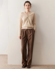 Women's V-Neck Half Cardigan Cashmere Sweater