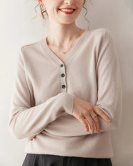 Women's V-Neck Half Cardigan Cashmere Sweater