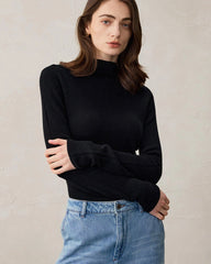 Women’s Mock Neck Wool Cashmere Knit Top