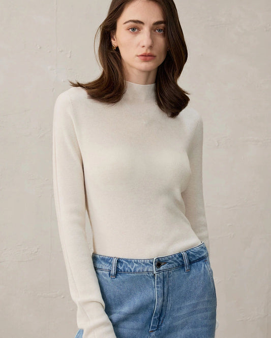 Women’s Mock Neck Wool Cashmere Knit Top
