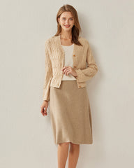Button-Down V-Neck Cashmere Cardigan Camel