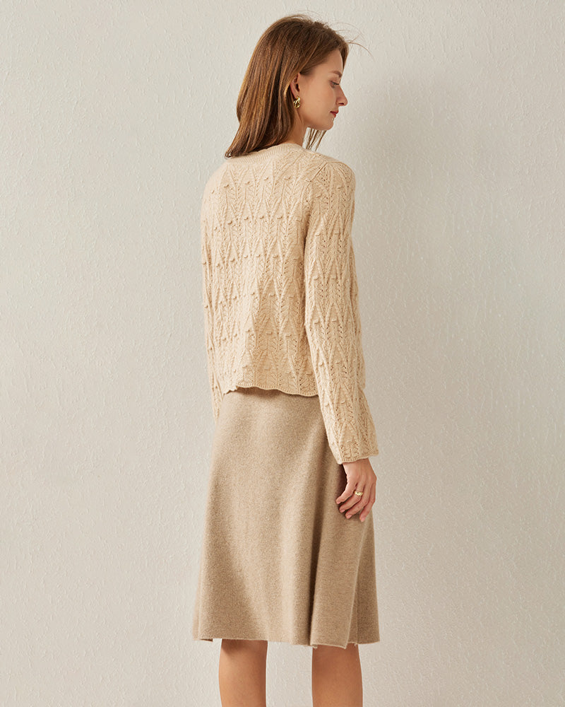 Button-Down V-Neck Cashmere Cardigan Camel