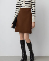 Women's A Line Wool Mini Skirt