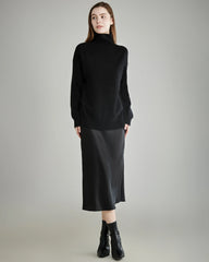 Women's Loose Turtleneck Cashmere Sweater Black
