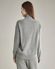 Women's Loose Turtleneck Cashmere Sweater Grey