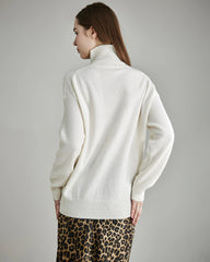 Women's Loose Turtleneck Cashmere Sweater White