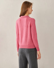 Women's Pure Cashmere Polo Collar Sweater Pink