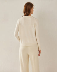 Women's Pure Cashmere Polo Collar Sweater White