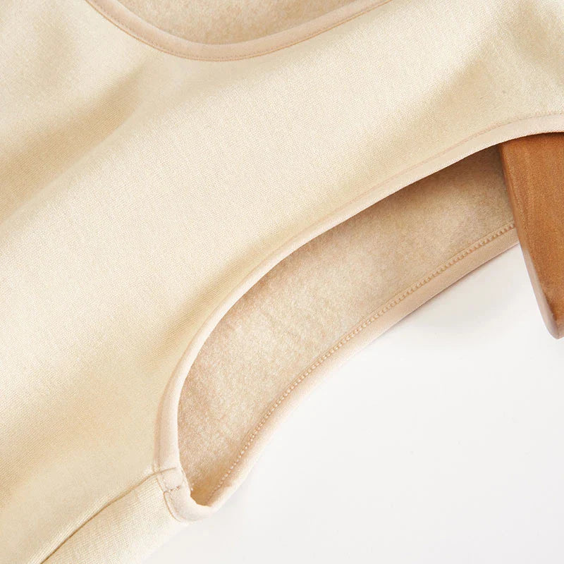 Women's Silk Velvet Thermal Vest Beige