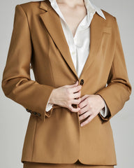 Women's Wool Blazer with Single Button Camel