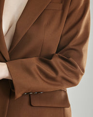 Women's Wool Blazer with Single Button Caramel