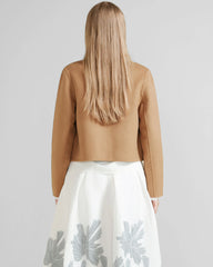 Women's Wool Cropped Round Collar Jacket