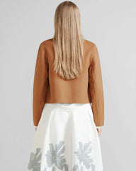 Women's Wool Cropped Round Collar Jacket