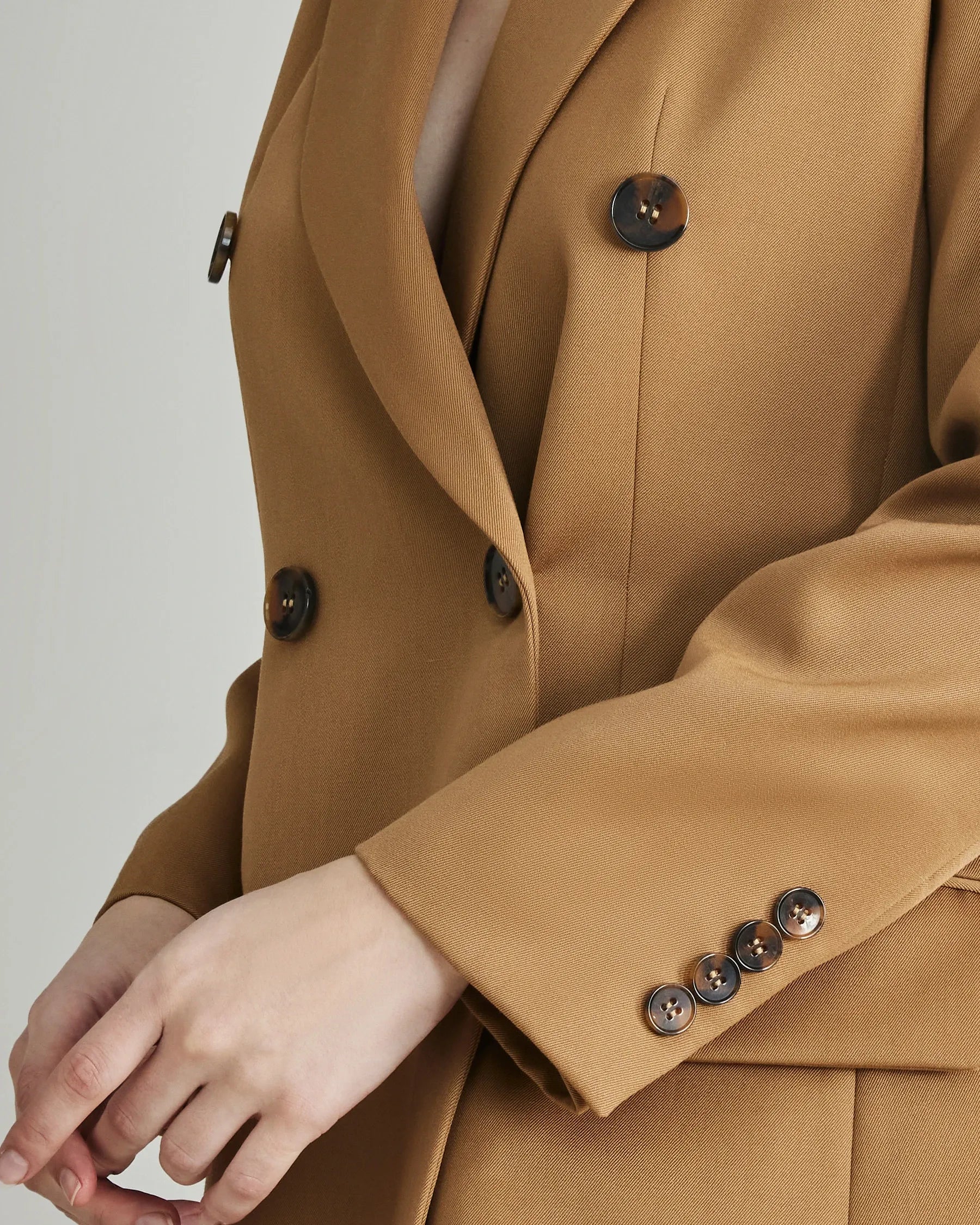 Women's Wool Double-Breasted Blazer Camel