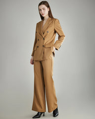 Women's Wool Double-Breasted Blazer Camel