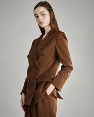Women's Wool Double-Breasted Blazer Caramel