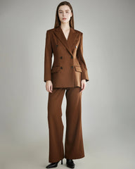 Women's Wool Double-Breasted Blazer Caramel