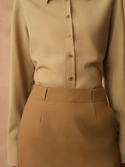 Wool High Waist Maxi Skirt