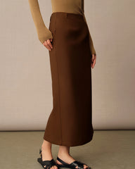 Wool High Waist Maxi Skirt