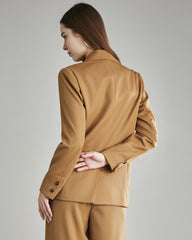 Wool Peak Lapel Blazer for Women Camel