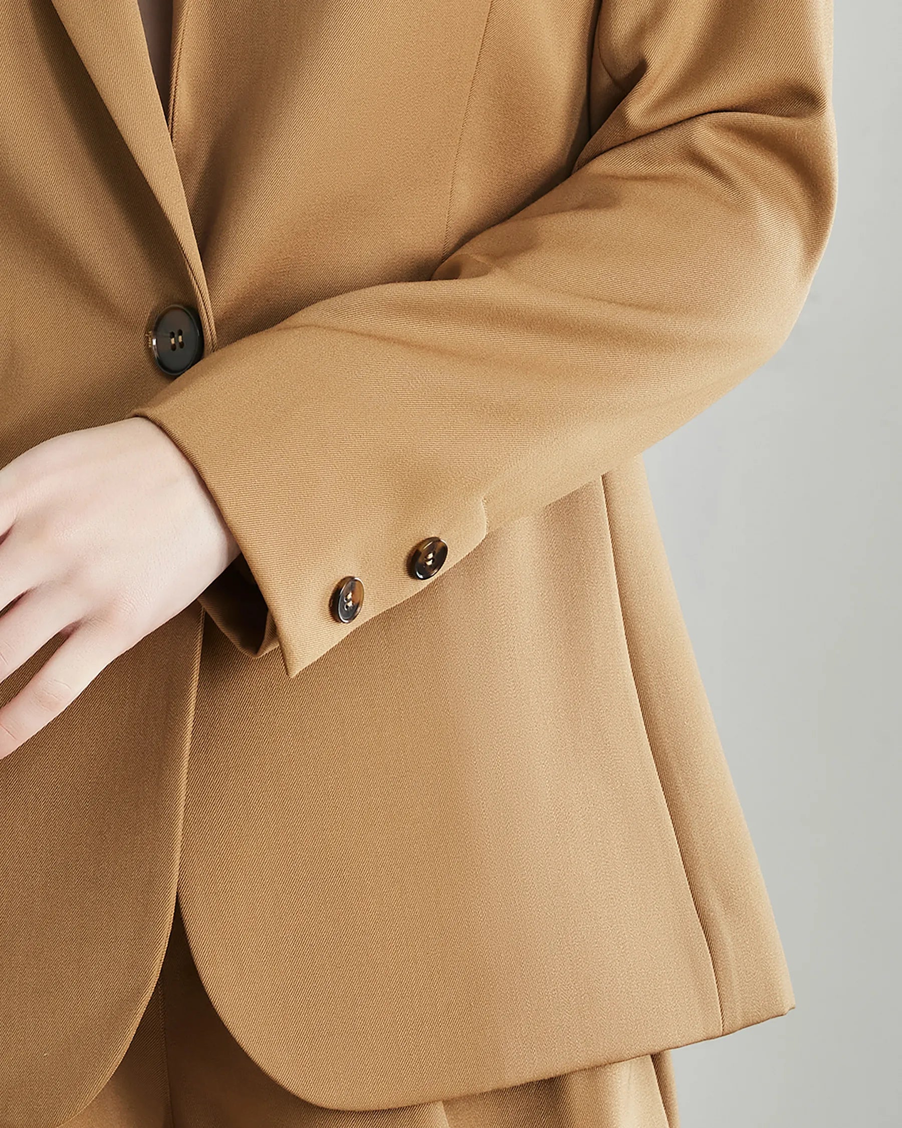 Wool Peak Lapel Blazer for Women Camel