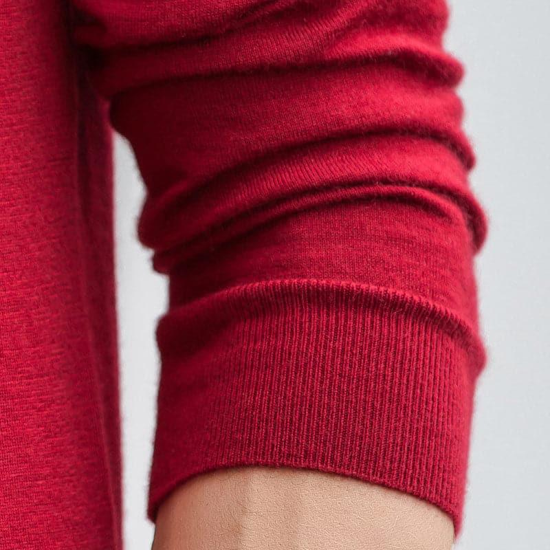 Worsted Round Neck Cashmere Sweater for Men Red