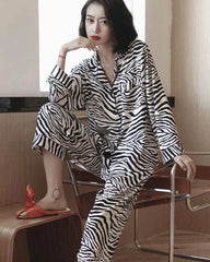 Zebra Print Silk Pajama Set