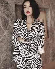 Zebra Print Silk Pajama Set