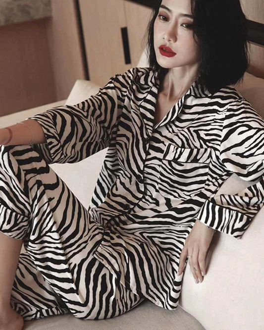 Zebra Print Silk Pajama Set
