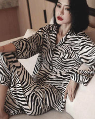 Zebra Print Silk Pajama Set