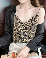 Zebra Stripe Silk Camisole