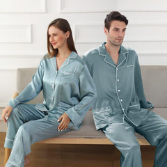Long Silk Pajamas Home Wear For Couple